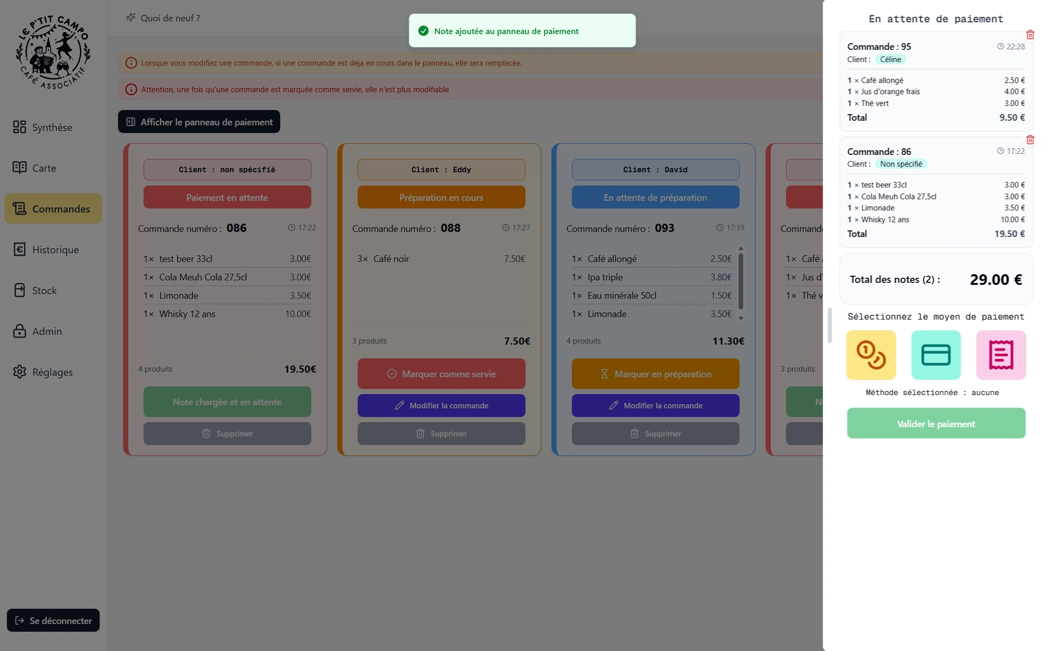 Caisse — enregistrement des ventes