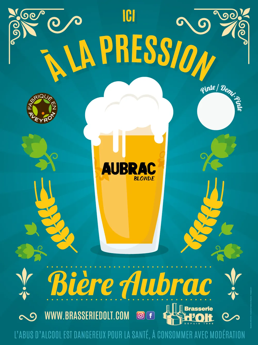 Affiche Bière Aubrac, à la pression
