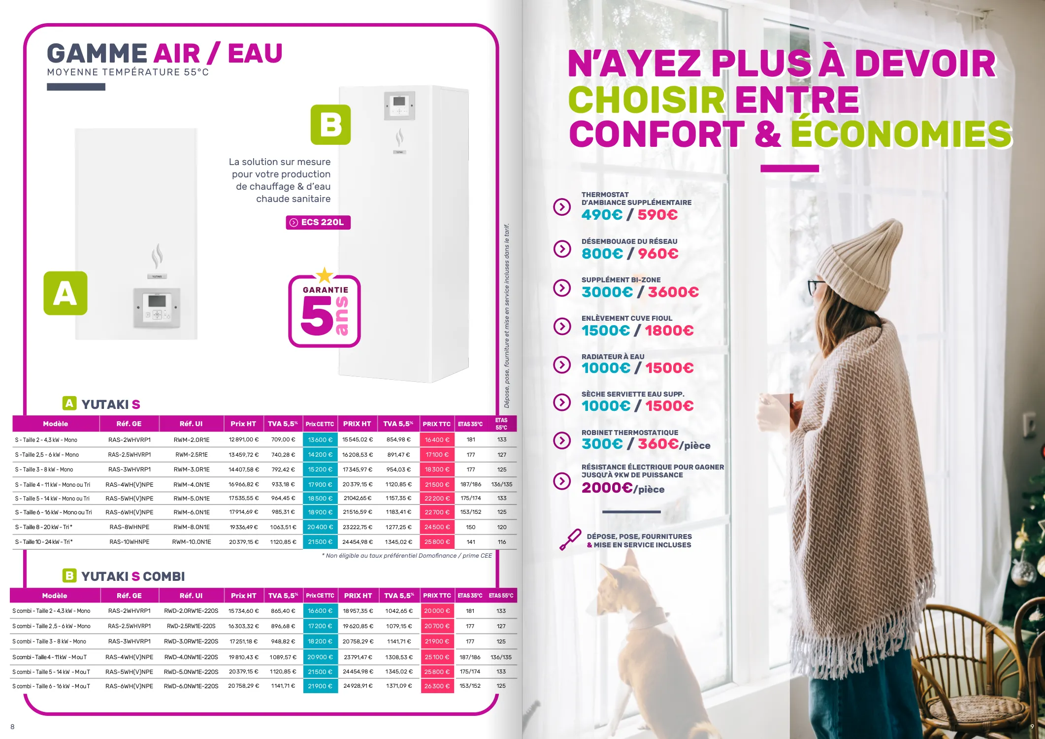 Catalogue Deal-Eco : gamme air-eau et tableau de tarifs