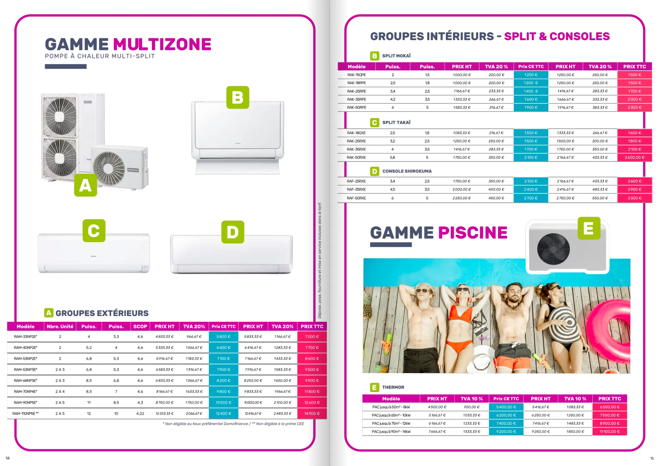 Catalogue Deal-Eco : gamme multizone, groupes intérieurs et gamme piscine