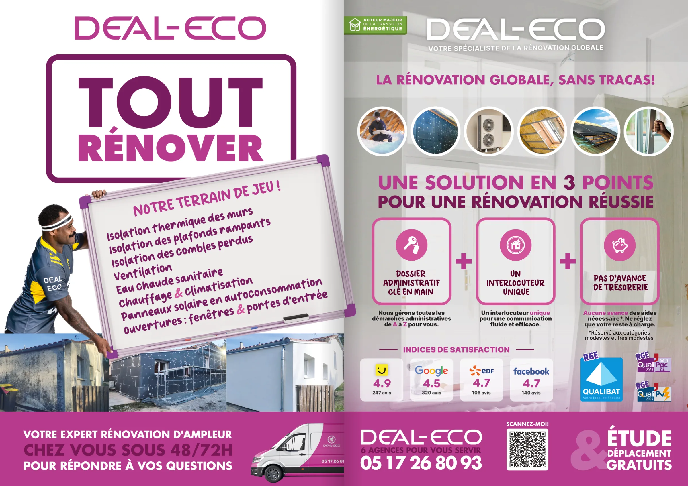 Publicité double page Deal-Eco pour le magazine SOLiHA : « Tout rénover » et l’offre en trois points