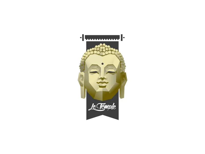 Logo du bar Le Temple : tête de bouddha dorée