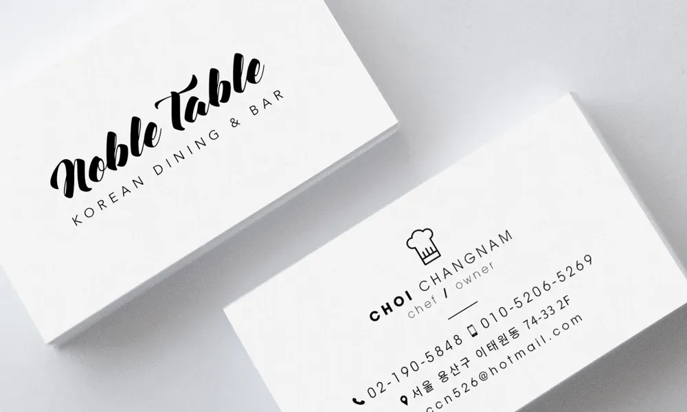 Cartes de visite Noble Table, restaurant et bar coréen