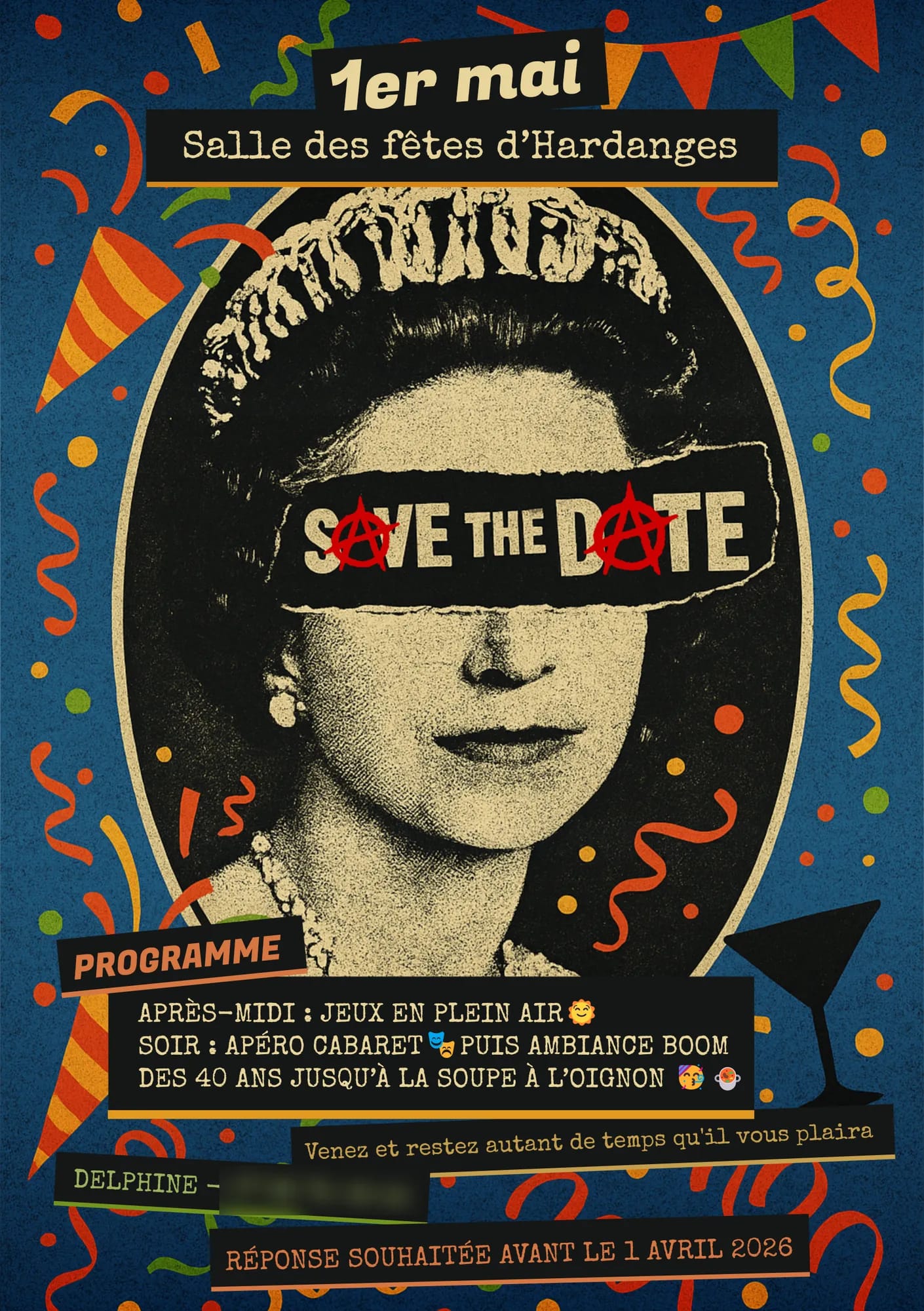 Invitation Save the date pour une fête d’anniversaire, esprit punk