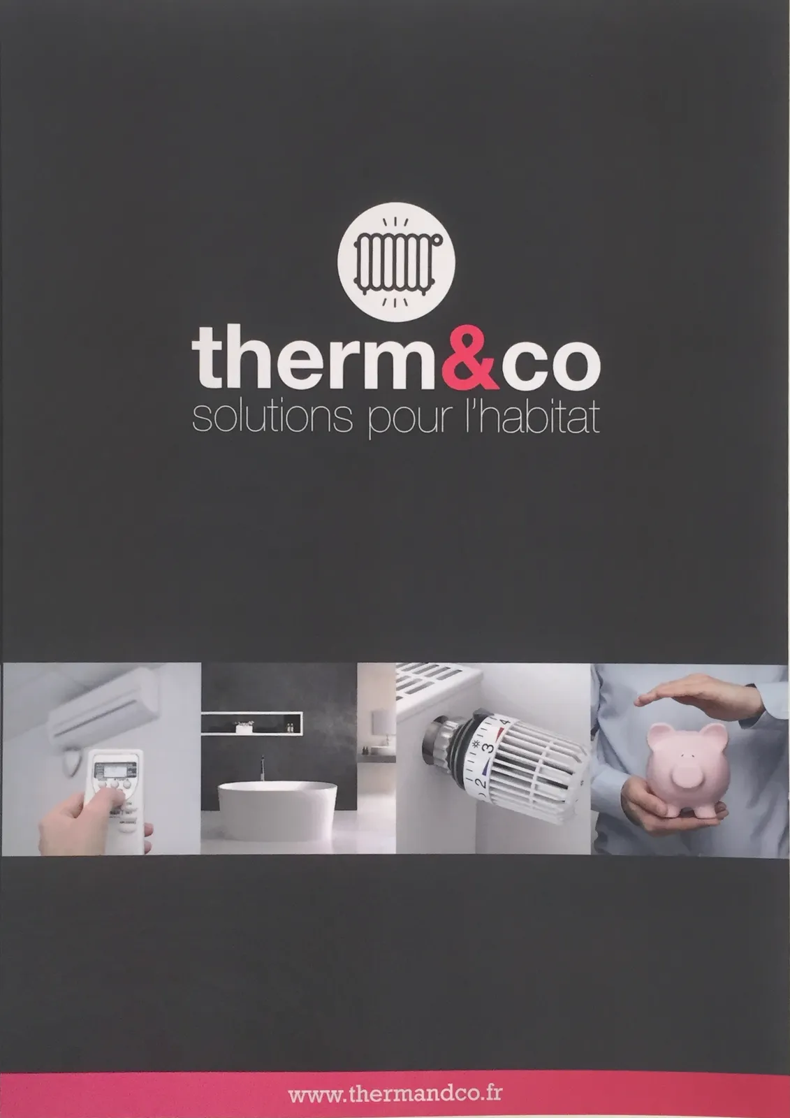 Catalogue Therm&co 2016 : couverture, bandeau rose