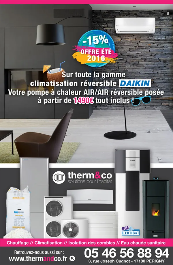 Publicité Therm&co : offre été 2016 sur la climatisation réversible