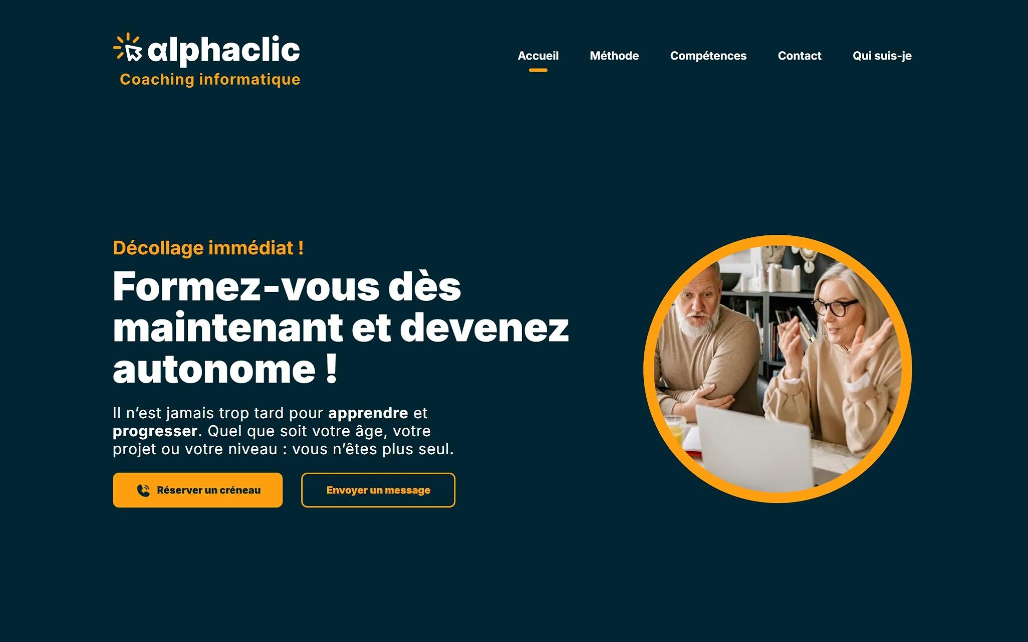 Vue d'ensemble du site vitrine Alphaclic