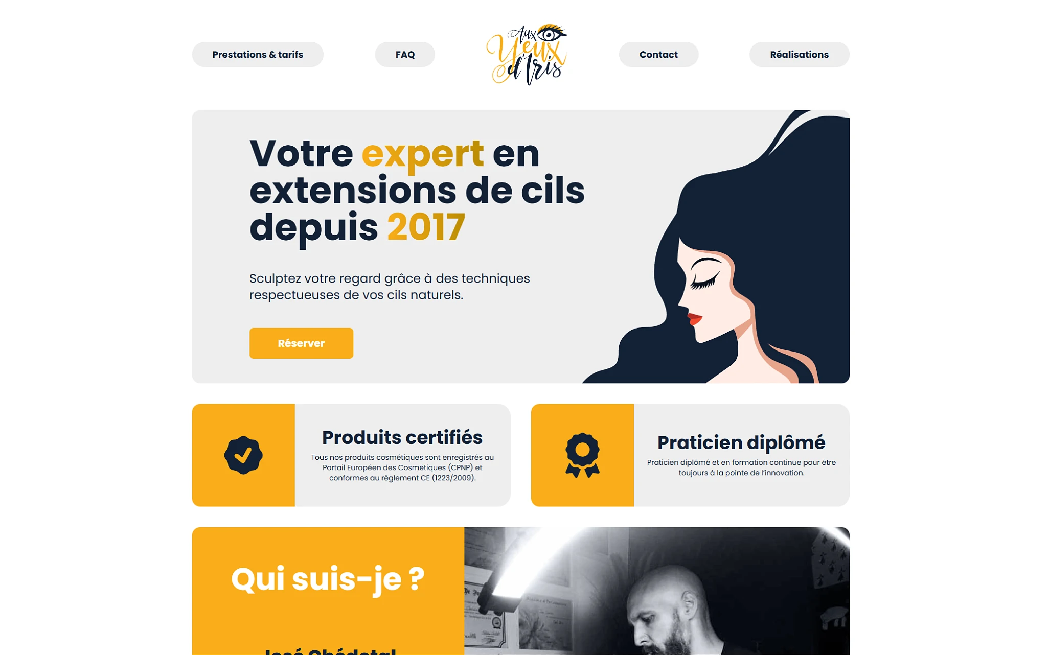 Vue d'ensemble du site vitrine