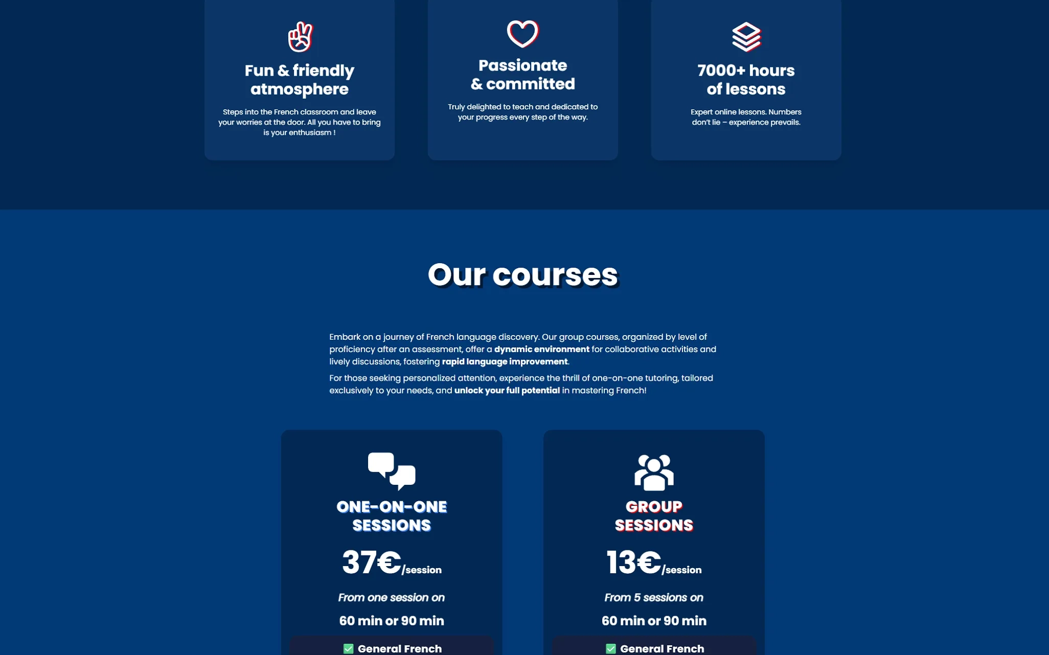 Détails des sections de la vitrine