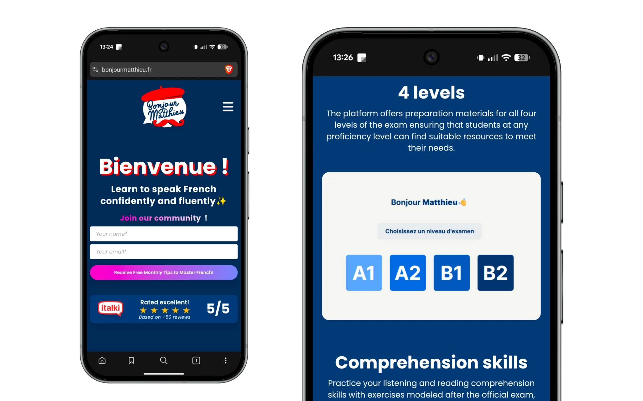Mise en avant de l'application sur le site