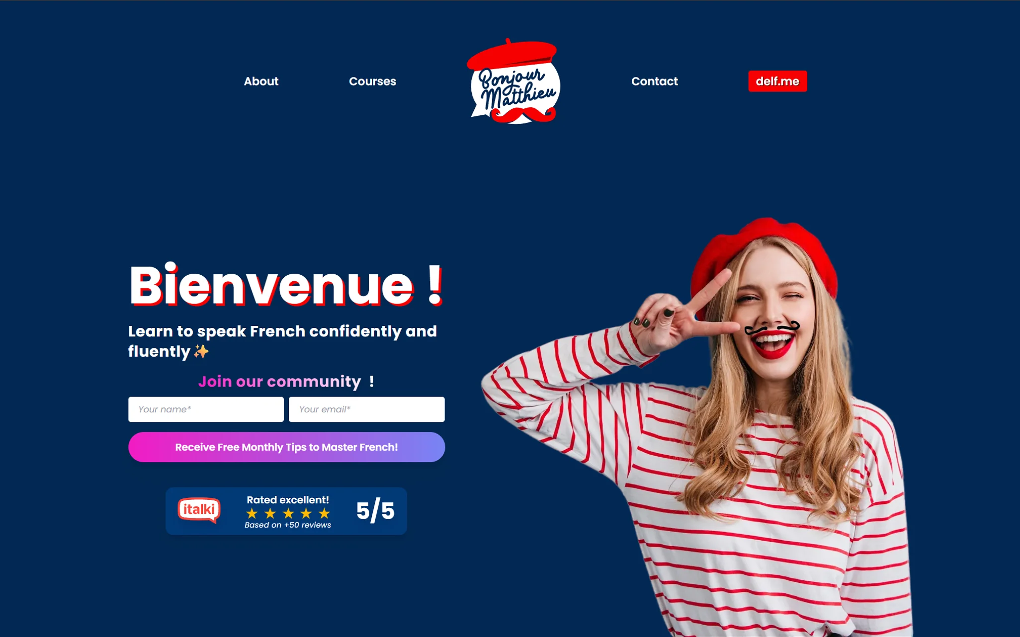 Vue d'ensemble du site vitrine