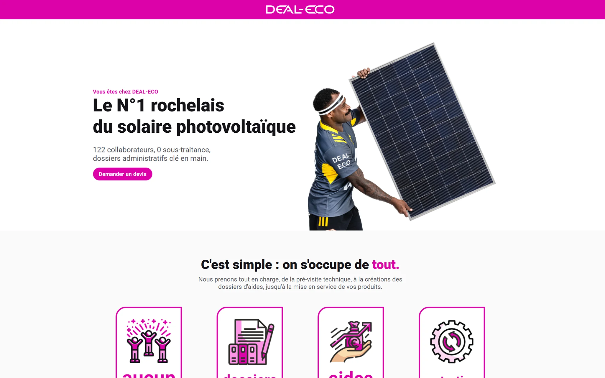 Landing page : visuel principal, partenaire Stade Rochelais