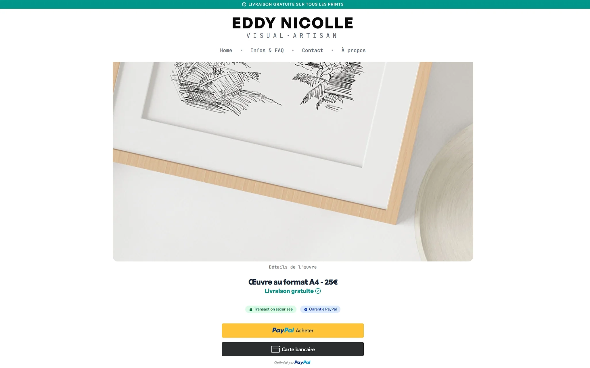 Page produit — détails produit et paiement PayPal