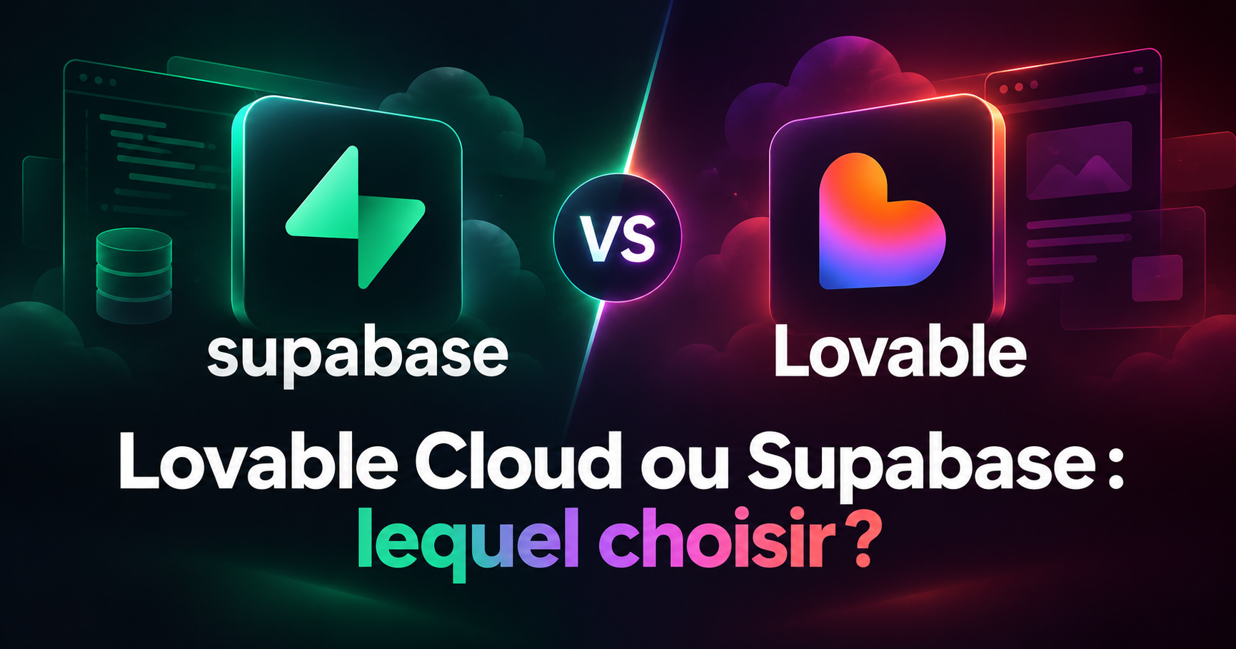 Logos de Supabase et de Lovable de part et d’autre d’un symbole VS.